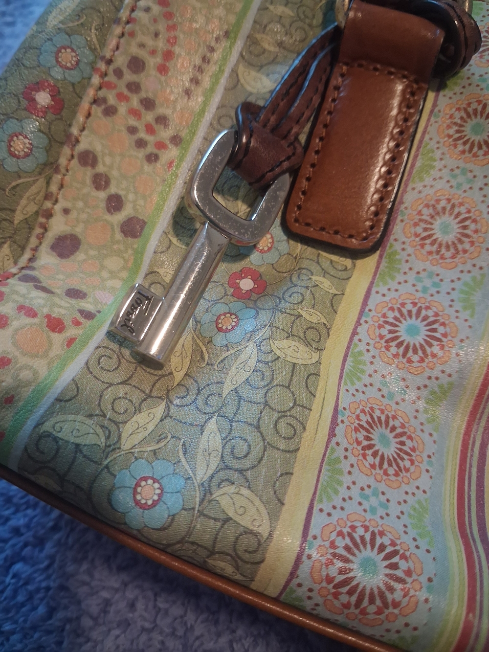 Women's Vintage Fossil Faux Leather Floral Shoulder Bag Leather Straps 12 X 6 - Picture 2 of 15